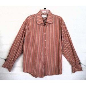 Linea Dome Men's Size XL Spice Striped Cotton Long Sleeve Shirt